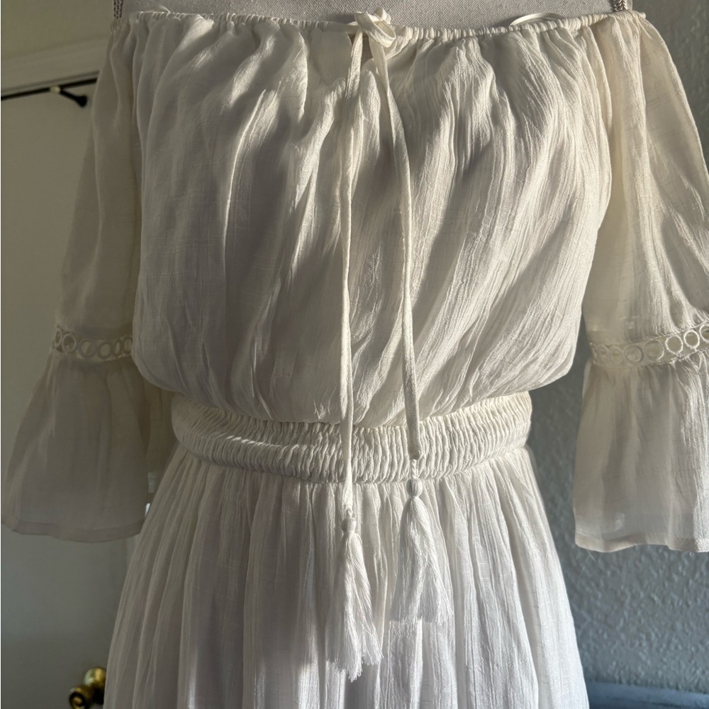 Miss Avenue Off-Shoulder Cream Mini Dress - Picture 2 of 7